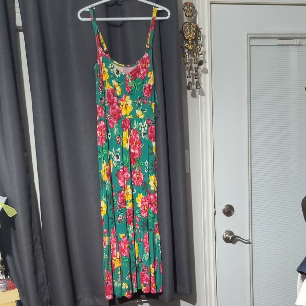Torrid Floral Maxi Dress - Green and Yellow